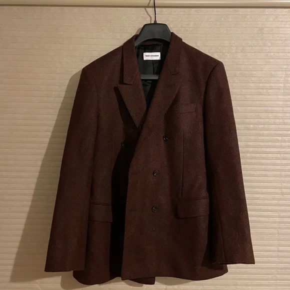Teddy Vonranson Burgundy Will Double Breasted Suit Jacket size 40